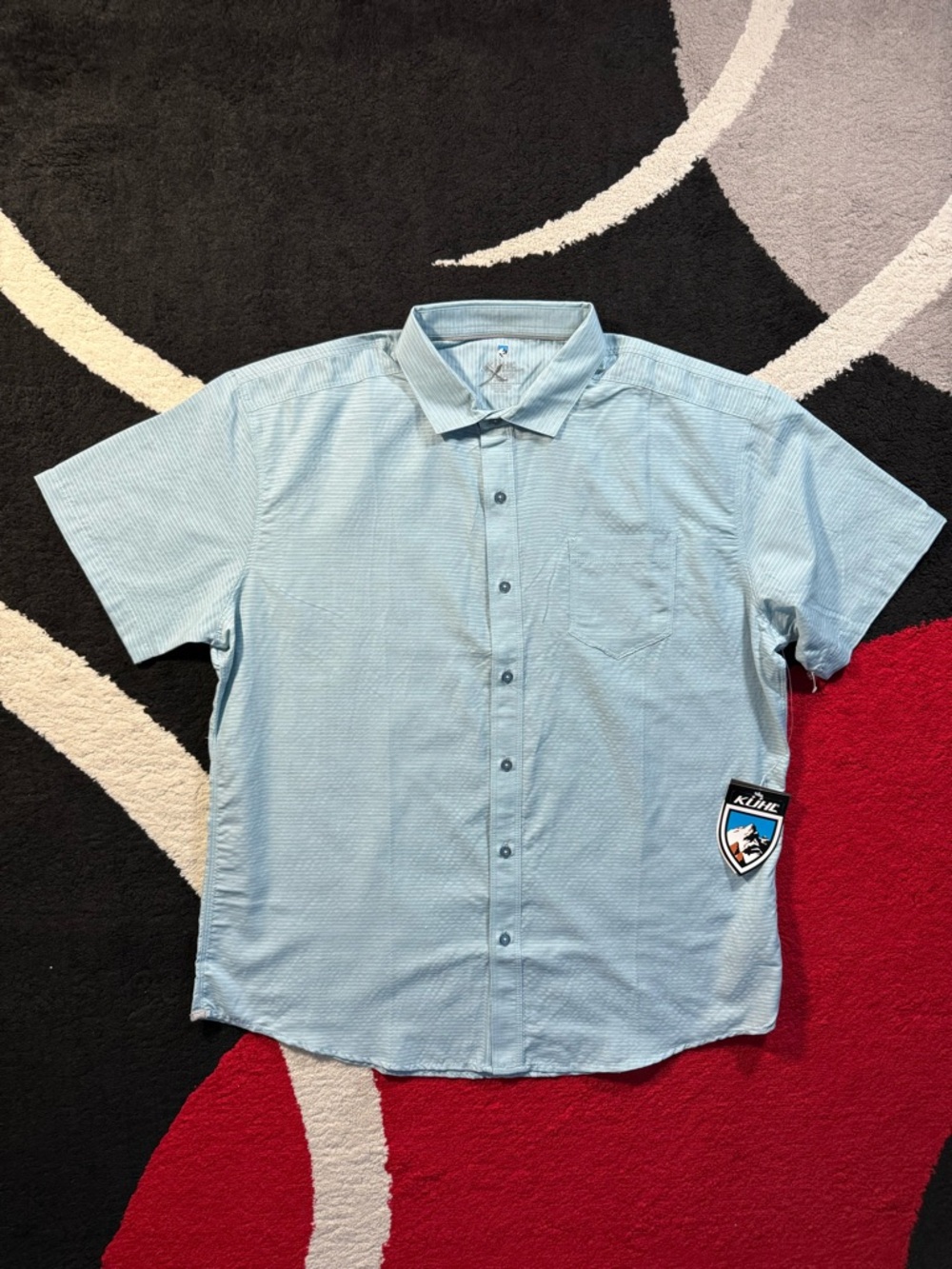 KUHL Shirt Mens XXL Sky Blue Hiking Riveara Performance Pocket Short Sleeve BNWT
